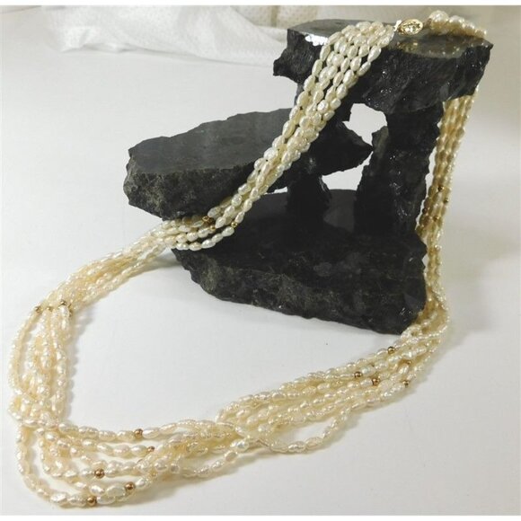 7/1108 Multistrand Freshwater Pearls with 14k Beads and Clasp - Picture 4 of 10